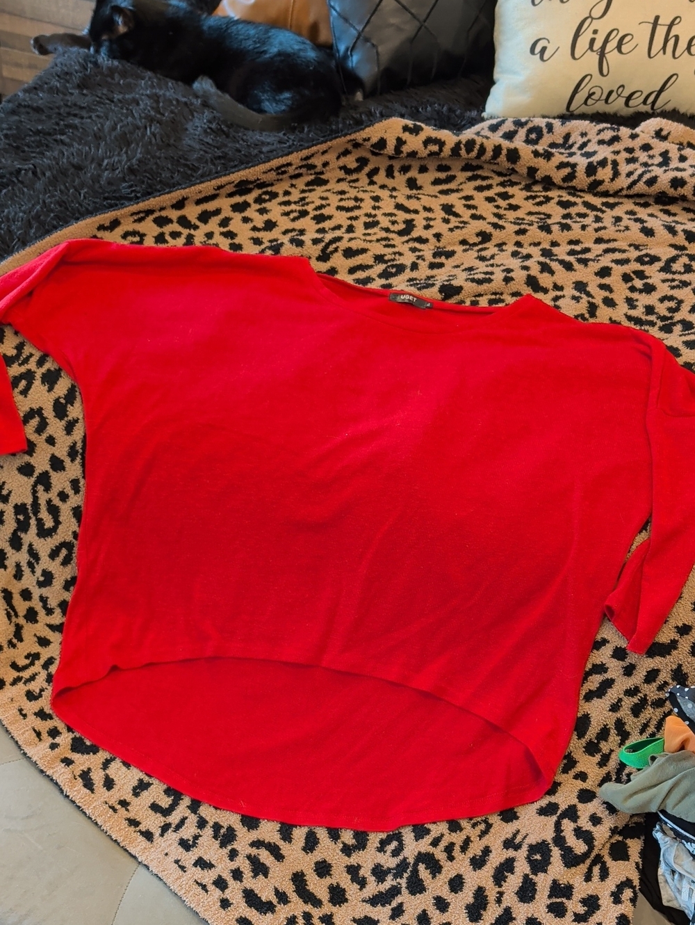 Women's Red Scoop Neck Lightweight Sweater